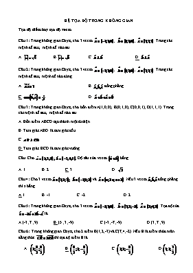 Toán khối 12 - Hệ tọa độ trong không gian